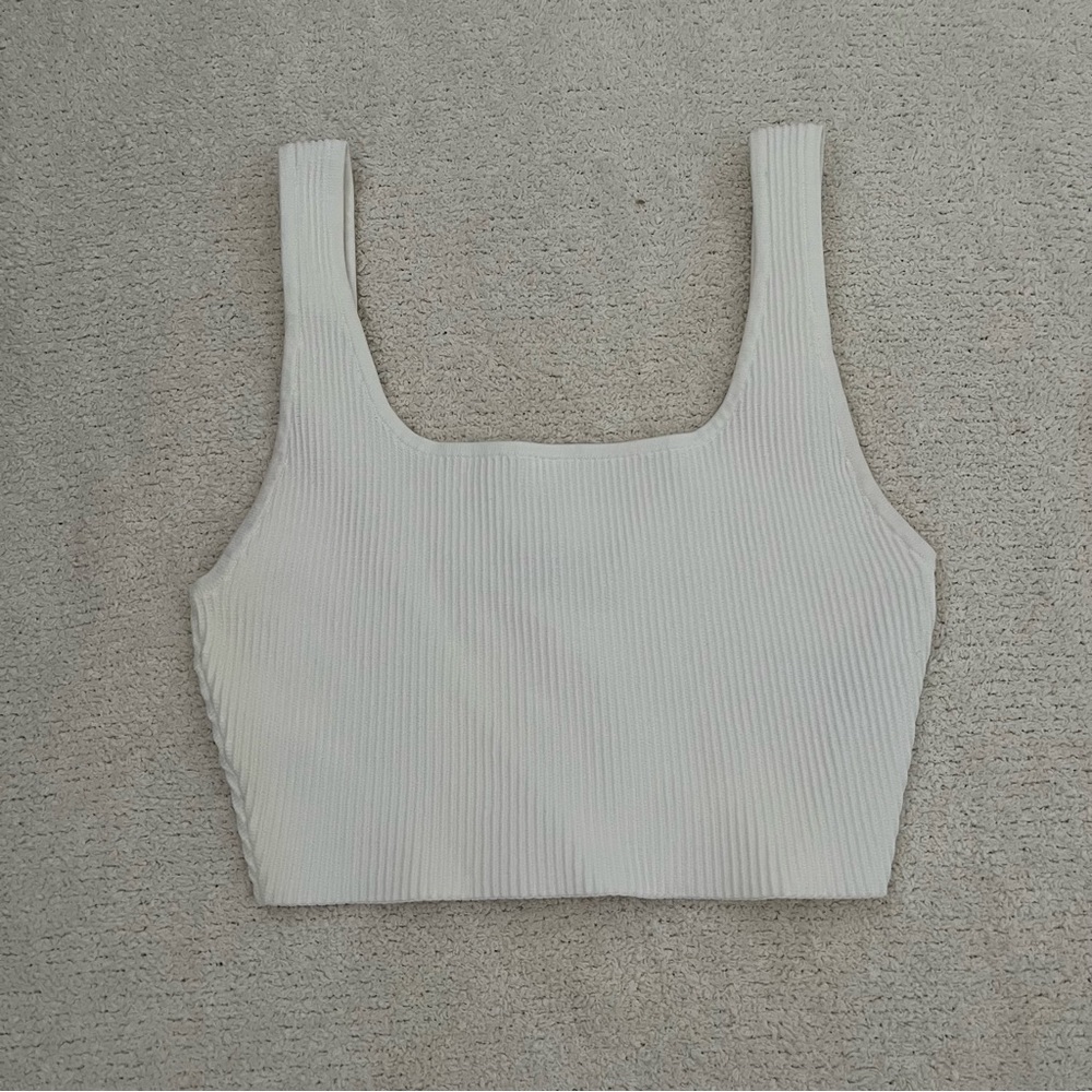 Wilfred Sculpt Knit Crop Tank White